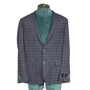 Maceoo Unconstructed Blazer 42/ 3 Check Blue Two Button Preppy Everyday Coat